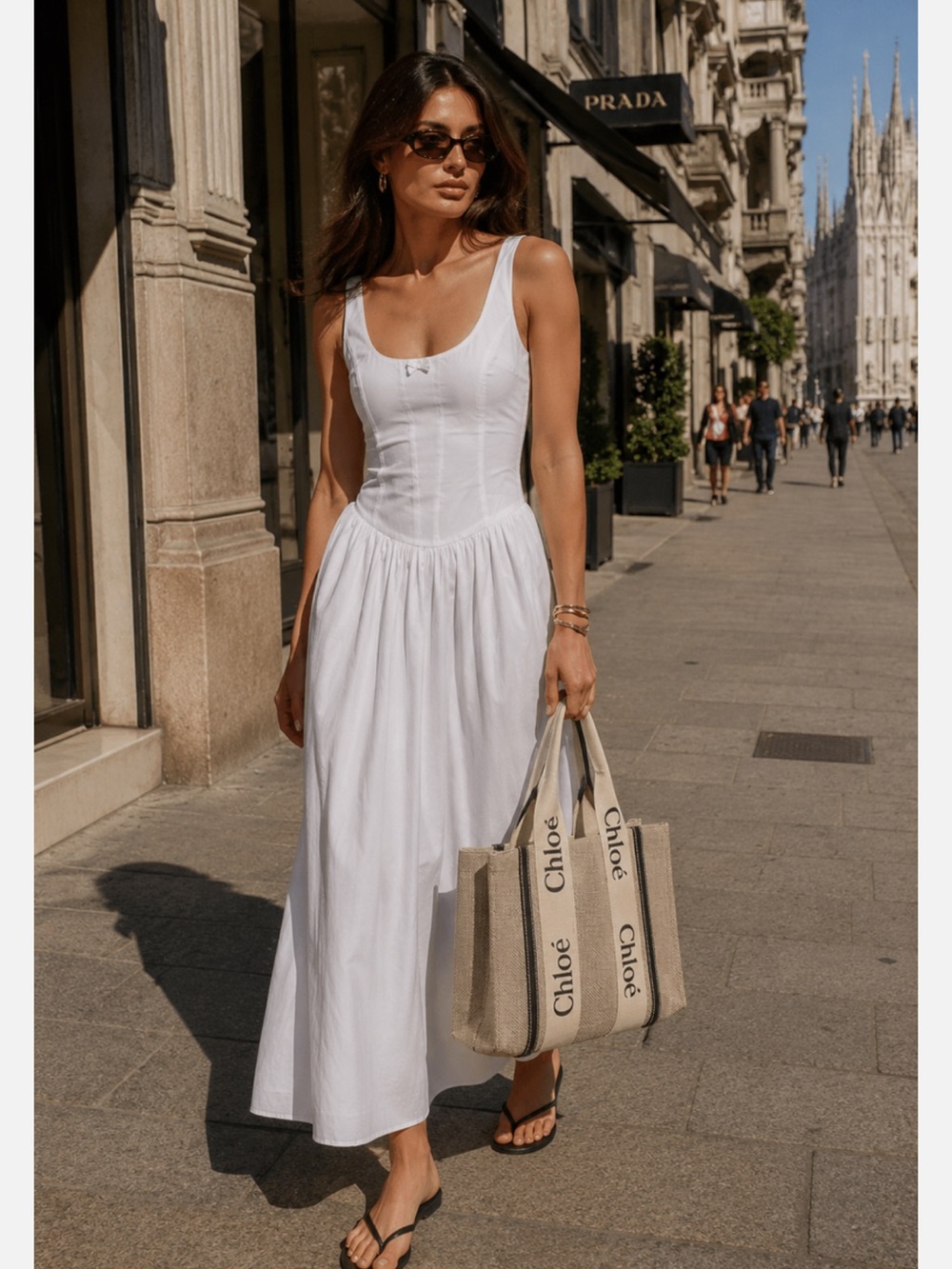 NWOT Zara White Sleeveless Maxi Dress with Scoop Neck